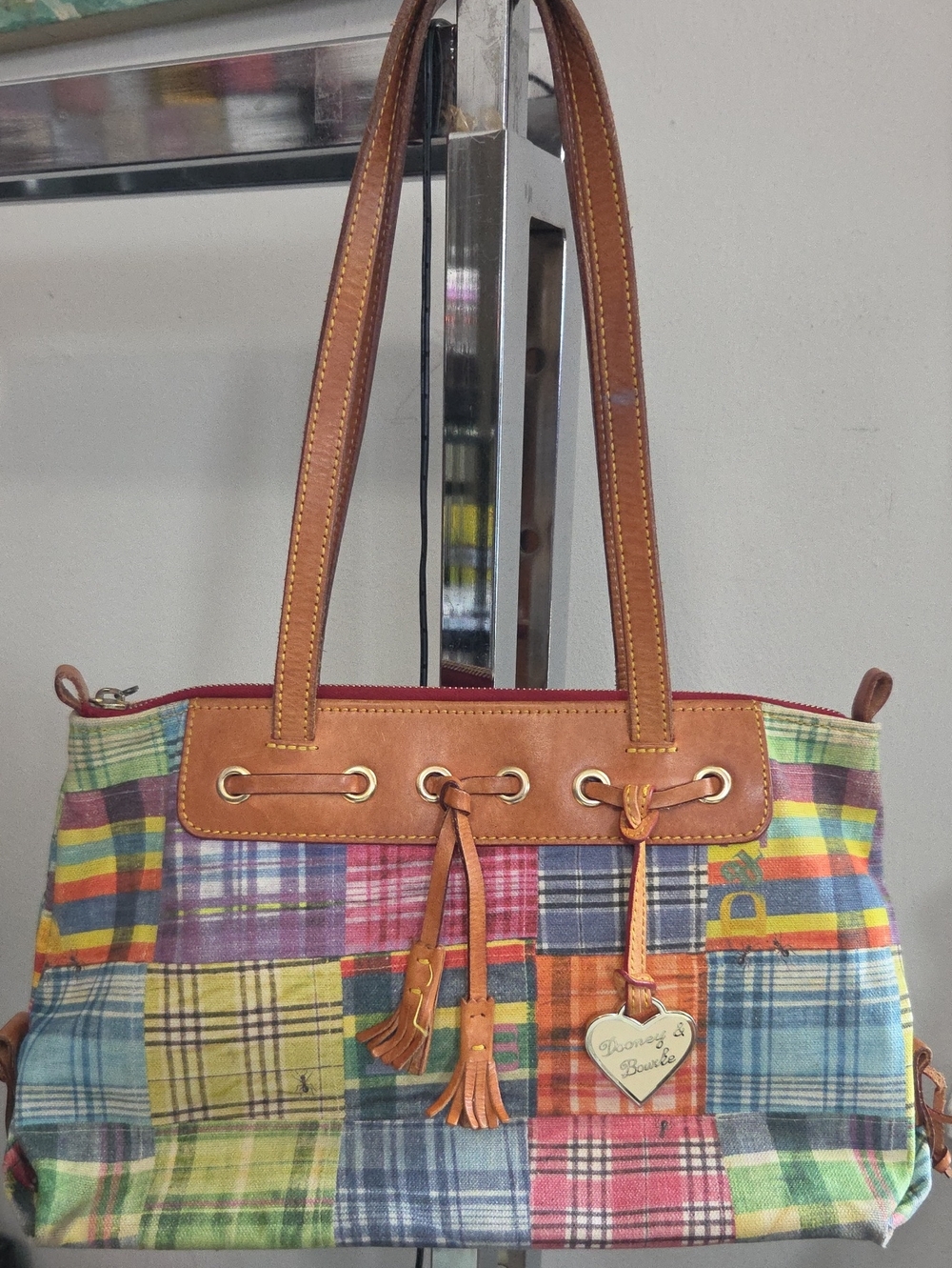 Dooney & Bourke Madras plaid patchwork "Picnic Ants" bag